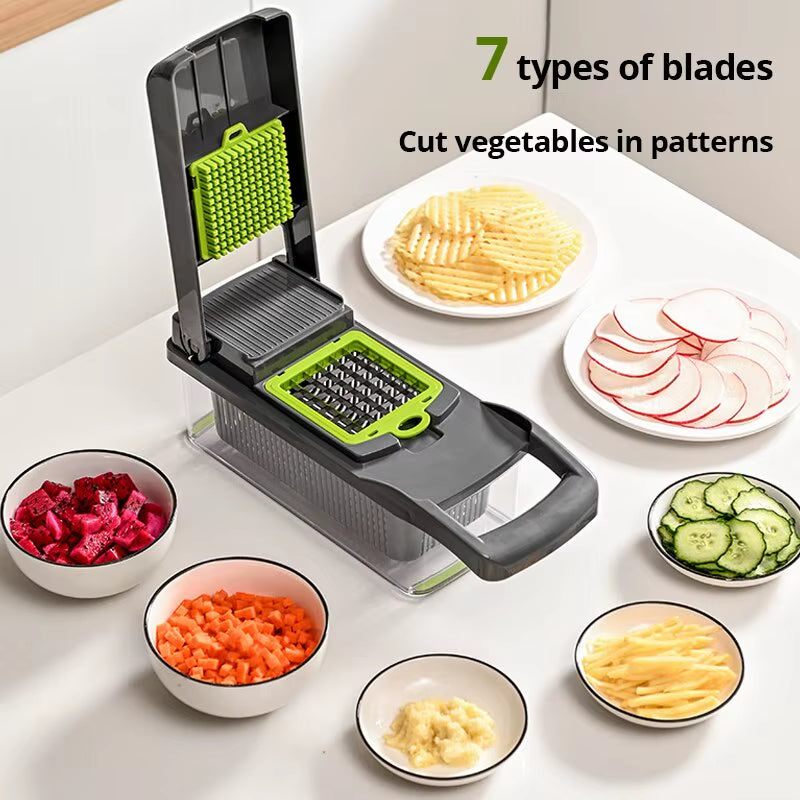 Ultimate 12-in-1 Vegetable Slicer & Chopper - Effortless Grating for Fruits, Potatoes, & Carrots