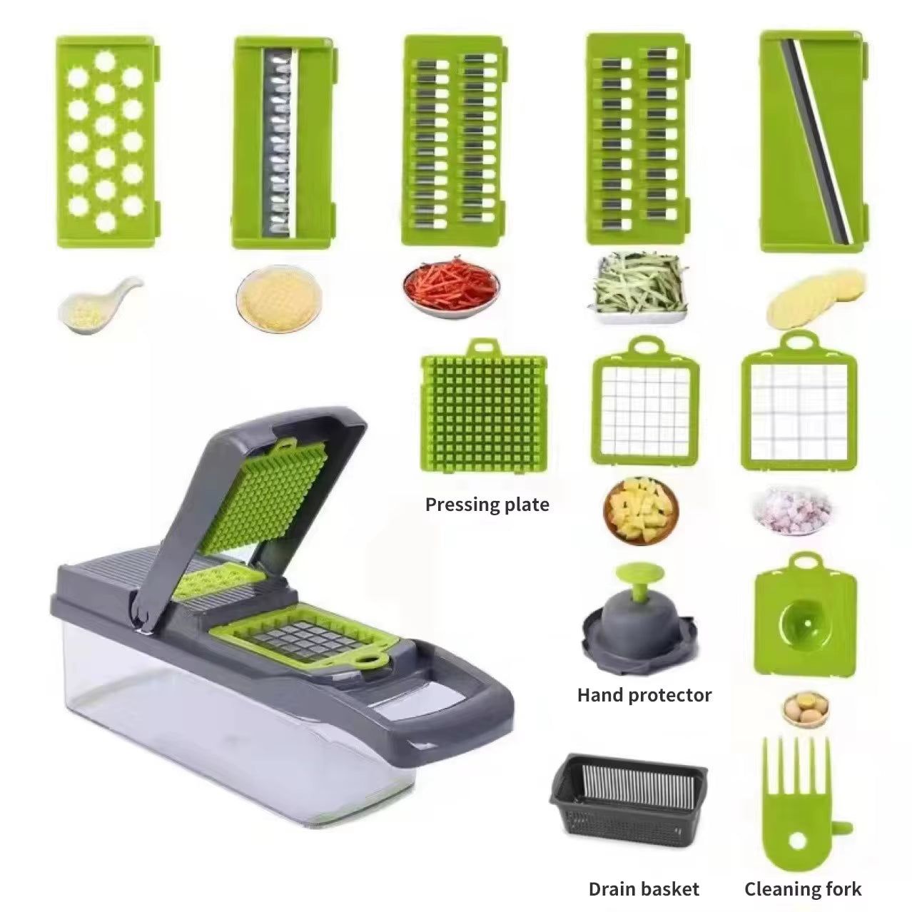 Ultimate 12-in-1 Vegetable Slicer & Chopper - Effortless Grating for Fruits, Potatoes, & Carrots