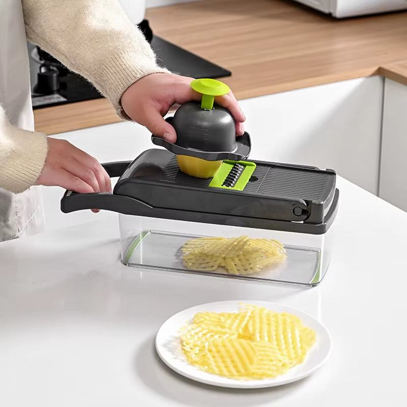 Ultimate 12-in-1 Vegetable Slicer & Chopper - Effortless Grating for Fruits, Potatoes, & Carrots
