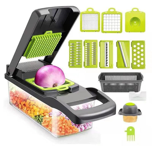 Ultimate 12-in-1 Vegetable Slicer & Chopper - Effortless Grating for Fruits, Potatoes, & Carrots